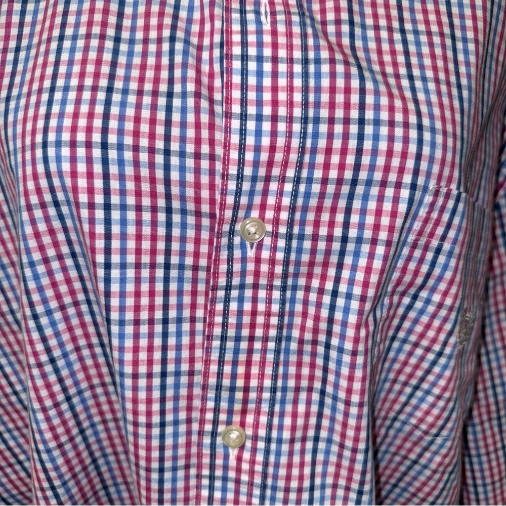 Chaps Men's Stretch Easy Care Button Down Shirt. Pink & Blue. Size XXL - Picture 2 of 7